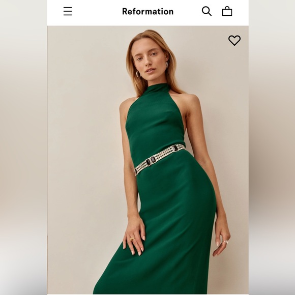 NWT Reformation Filippa Sleeveless Midi Dress in Emerald Green - Picture 3 of 7